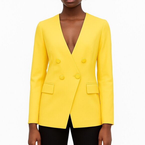 DEE DEE Yellow 6-Button Blazer Size Medium Women's Jacket Coat Chic Stylish New - Picture 1 of 6